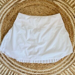 White Tennis Skort with Pleated Hem